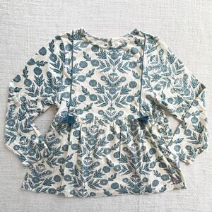 Pink Chicken Blue Floral Cotton Top VGUC 12